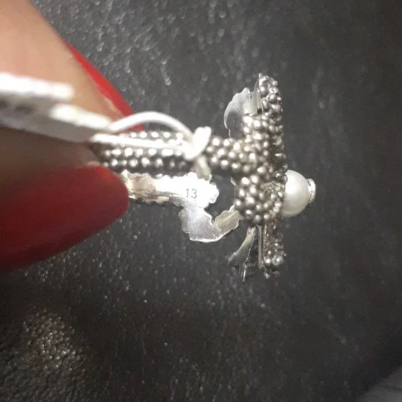 GUCCI HEART BOW RING AGED SILVER NWT